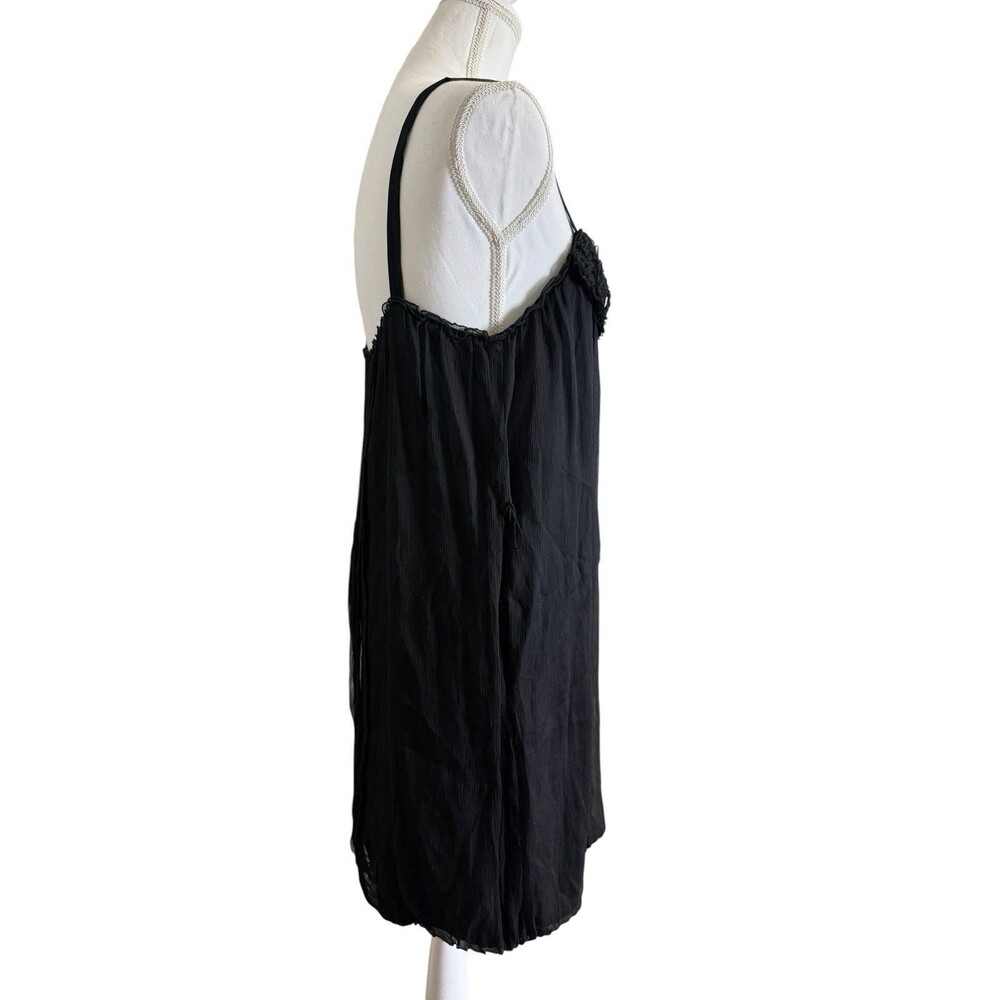 Alice + Olivia Black 100% Silk Rosette Babydoll Mini Dress Size Small - Picture 3 of 10